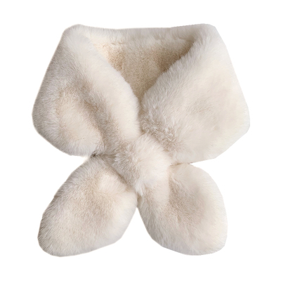 围巾女秋冬柔软仿皮草ins布标领