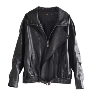 杨树林同款真皮皮衣女士绵羊皮外套2025新款宽松廓形休闲机车夹克