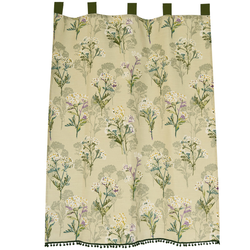 鸢尾乡旅美式乡村花卉布艺吊带半帘门帘窗帘免打孔小花遮光阳台