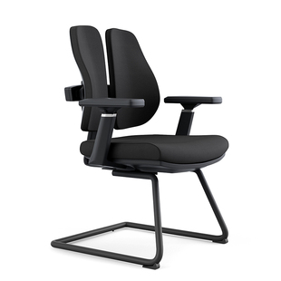 人体工学电脑椅家用办公椅弓形会议椅舒适久坐双背椅学生椅固定脚