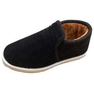 新款男鞋老北京布鞋女高帮加绒加厚防滑居家中老年保暖手工布棉鞋