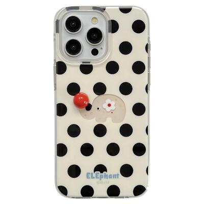 jze韩系ins风小众可爱波点豹纹大象适用苹果17ProMax手机壳iphone15新款16pro女13双层15pro卡通14防摔保护套