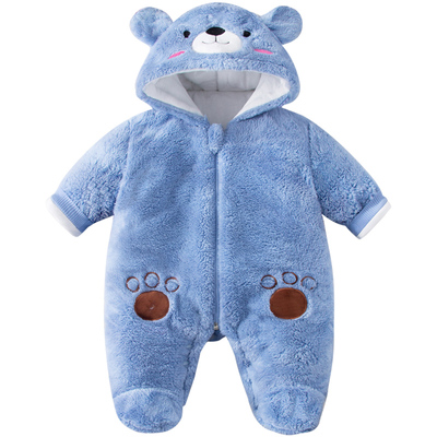 包脚连帽，婴儿冬季厚款连体衣