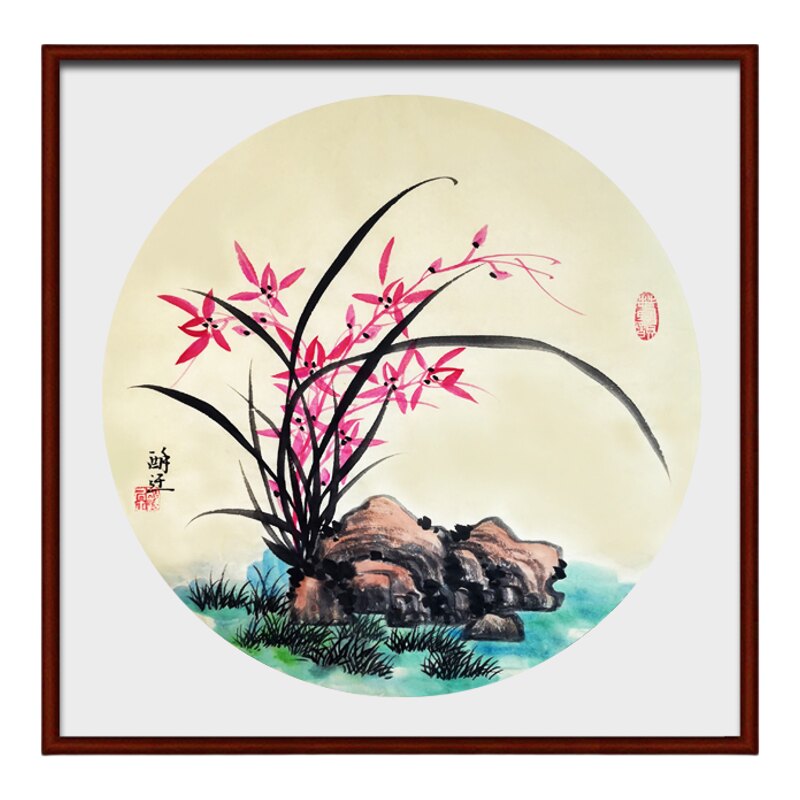 手工茶社卧室书房小品兰花国画