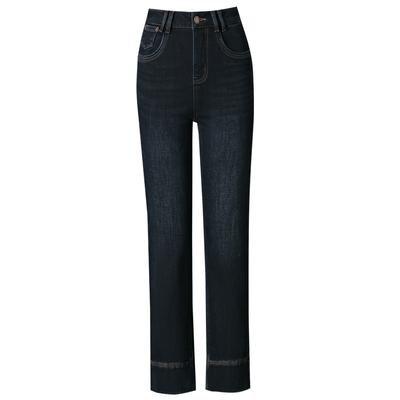 直筒牛仔九分裤女秋冬款加绒加厚