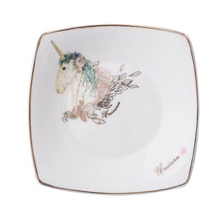 简约时尚金边小碟子家用骨碟小菜碟甜品零食干果水果四方陶瓷碟子