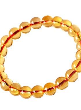 情侣款天然黄水晶单圈圆珠手链