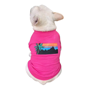 法斗巴哥斗牛犬衣服春秋季新款全棉胖狗弹力短袖四色印花休闲T恤