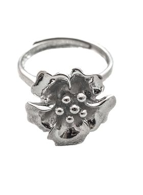 绽放花戒指925纯银女闪亮花朵