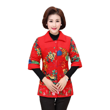 中老年女装短袖老人妈妈秋装棉服1