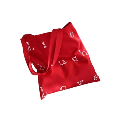 SunsetPark「心愿单」原创字母松弛慵懒红色吸睛百搭单肩帆布包包