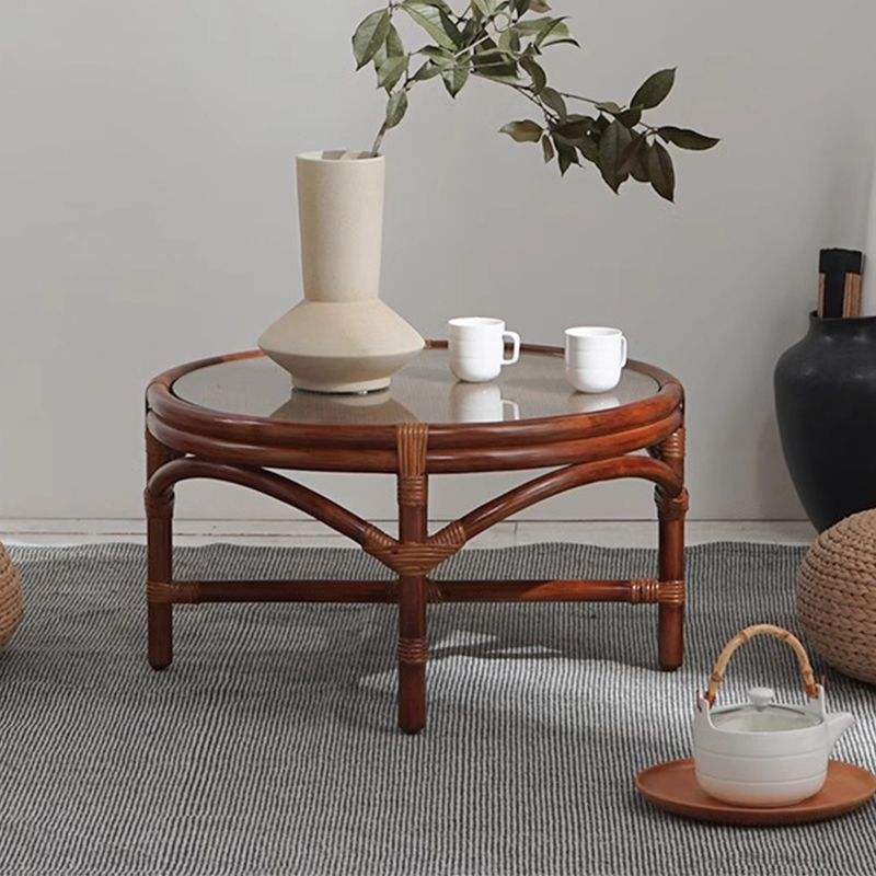 飘窗桌子小茶几藤编卧室炕桌家用榻榻米复古小茶桌日式窗台小矮桌