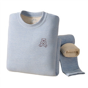 儿童德绒内衣套装秋衣秋裤保暖男童女童加绒厚宝宝秋冬季羊毛羊绒