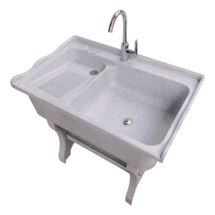 石英石洗衣池阳台家用带搓衣板室外庭院洗衣台盆大理石一体洗衣槽