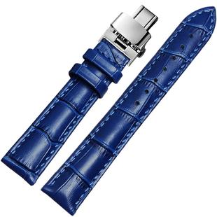 十瑞真皮表带男适用DW依波蓝色罗西尼手表带西铁城浪琴天梭美度女
