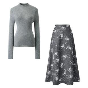 颜域100纯羊毛毛衣半身裙两件套女士2025新款套装冬装穿搭一整套
