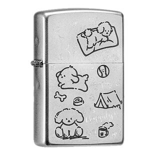 zippo防风煤油打火机 调皮小狗磨砂雕刻送男女朋友生日情人节礼物