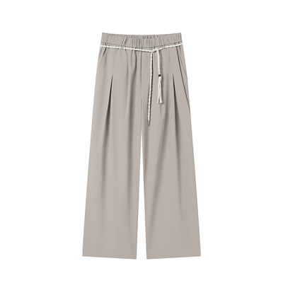 WHIMNOTION 26SS「日本东丽进口亚麻」手工编织腰绳双褶休闲西裤