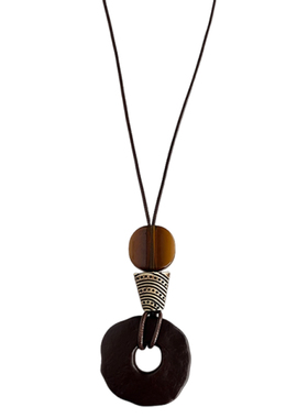 复古咖色吊坠项链女2025新款