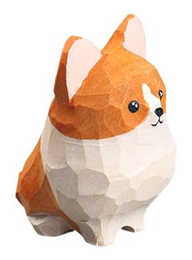 公主手工木雕可爱小狗桌面摆件