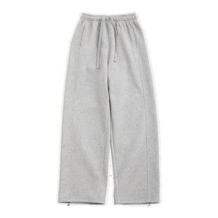 2025春秋新款简约百搭深红色香蕉卫裤子加绒窄版显瘦高腰两穿休闲