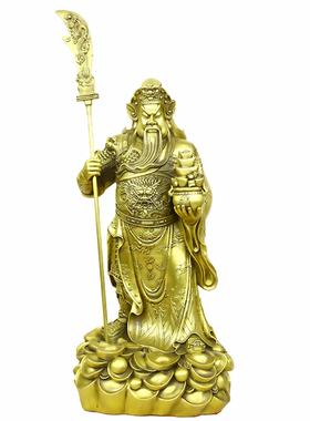 纯铜关公摆件武财神关羽铜关二爷客厅办公室桌面饰品新款关帝铜像