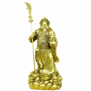 纯铜关公摆件武财神关羽铜关二爷客厅办公室桌面饰品新款关帝铜像
