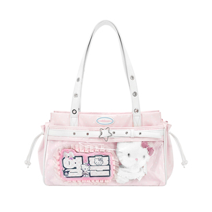 娃用高级感外出小痛包可放娃可爱粉色波点追星暗格娃包单肩托特包