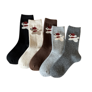 羊毛袜子女中筒袜2025新款爆款冬季加厚款羊绒袜初中生保暖长筒袜