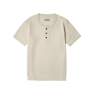 古叔的着「绅痞」华夫格重磅亨利领短袖T恤男夏季新款老钱风tee