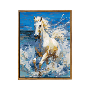 高颜值中国风马到成功DIY数字油画手工绘填充涂色抽象轻奢装饰画