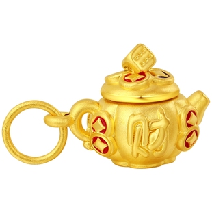 潮宏基把把壶(胡)黄金吊坠足金挂坠转运串珠5D硬金珐琅麻将礼物