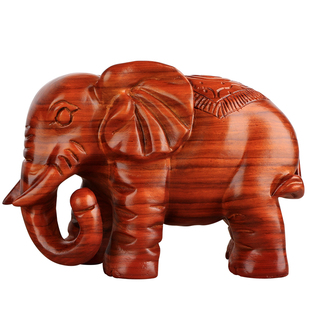 大象摆件一对木雕工艺品实木木头雕刻小象家居装饰花梨木吉祥摆设