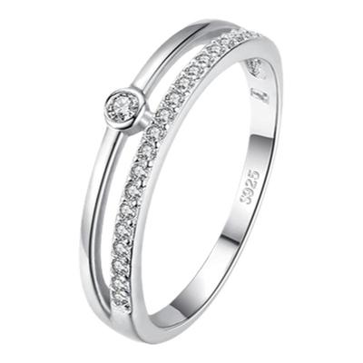 s925纯银双层线条气质女ins戒指