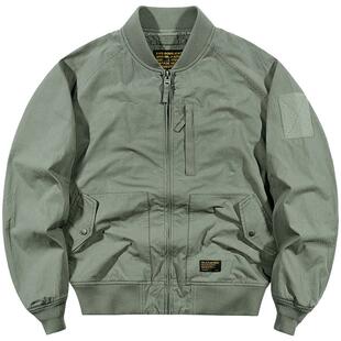 VIP纯棉飞行员夹克男士春秋薄款宽松纯色棒球服美式复古工装外套