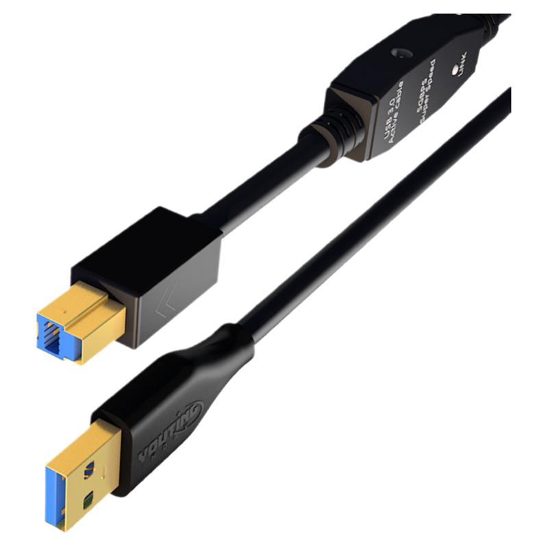 优霆USB3.0线A对B口带放大器高速传输数据线采集盒直播摄像接电脑