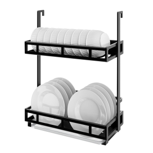 太空铝厨房置物架壁挂窗户窗台收纳碗架沥水架墙上挂件挂杆免打孔