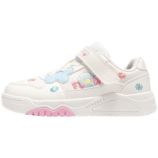 特步童鞋小白鞋儿童板鞋春季新款女童鞋子透气革面滑板鞋女孩小童