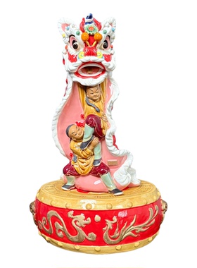 佛山黄飞鸿醒狮陶瓷摆件送老外