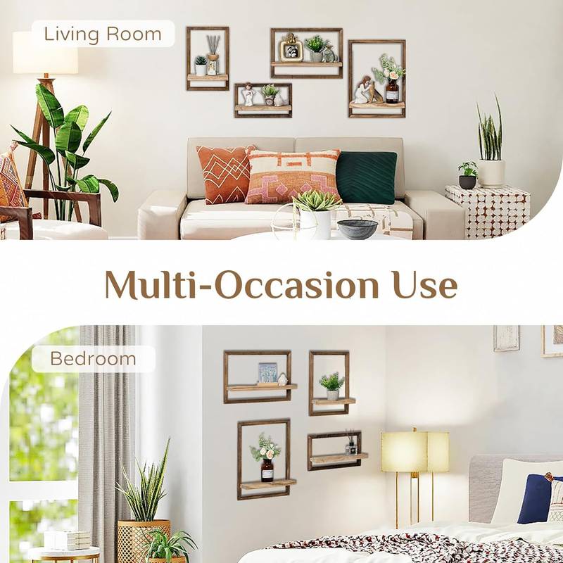 木质相框置物架实木浮动隔板储客厅墙面组合收纳装饰物挂件壁挂