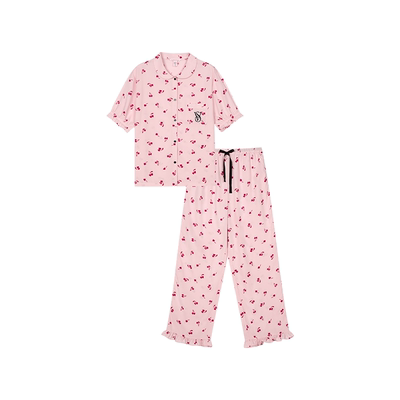 维密天丝绵柔泡泡袖印花睡衣