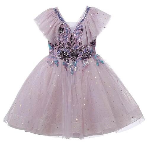 儿童礼服公主裙生日女童花童小女孩主持人钢琴走秀洋气蓬蓬裙短款