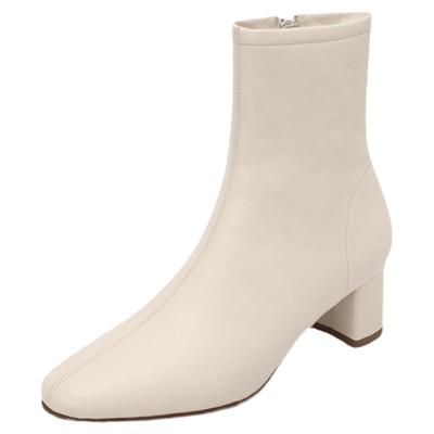 瘦瘦短靴女加绒加厚中跟马丁靴