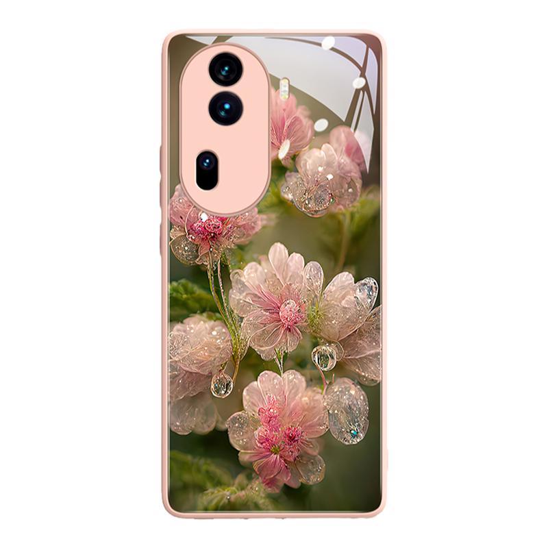 静谧水晶花适用oppoReno11手机壳reno11pro新款rone玻璃10的pro+十9防摔ppo外opop女por套opreno全包rone个性