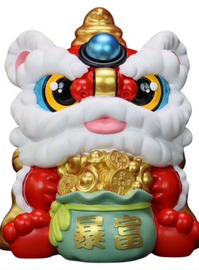 新中式树脂醒狮家居摆件手工彩绘