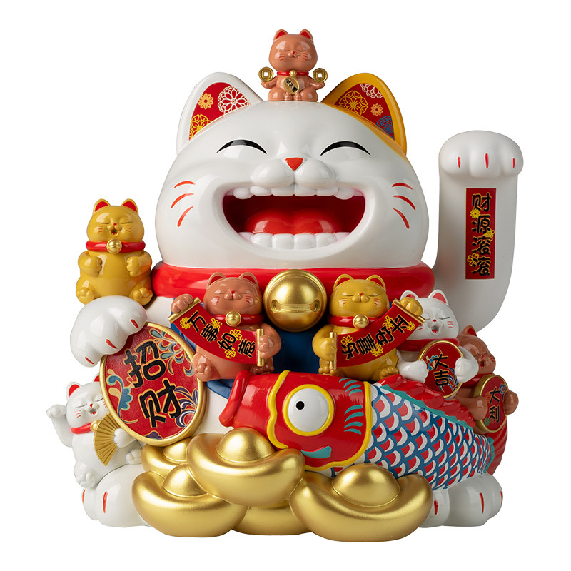 欢喜小将《摇手招财猫》开业礼物入户家居摆件前台生意兴隆摆件