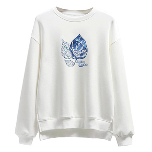 卫衣女新款2025时尚洋气下摆宽松开叉纯棉薄款长袖圆领秋冬加绒