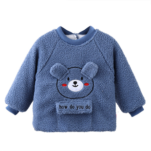 宝宝棉罩衣婴幼儿加厚夹棉反穿衣儿童秋冬最新款夹棉外套小孩罩衫