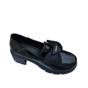 蝴蝶结单鞋女中跟漆皮2025新款温柔风百搭复古粗跟高跟鞋圆头女鞋