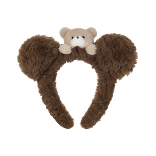 DODOGOGO毛绒小熊发箍女2025新款秋冬甜美可爱头饰巨好看头箍发饰